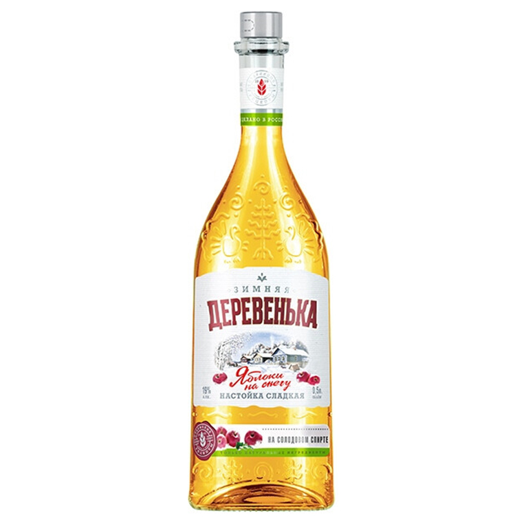 Настойка сладкая Зимняя деревенька Яблоки на снегу 0,5